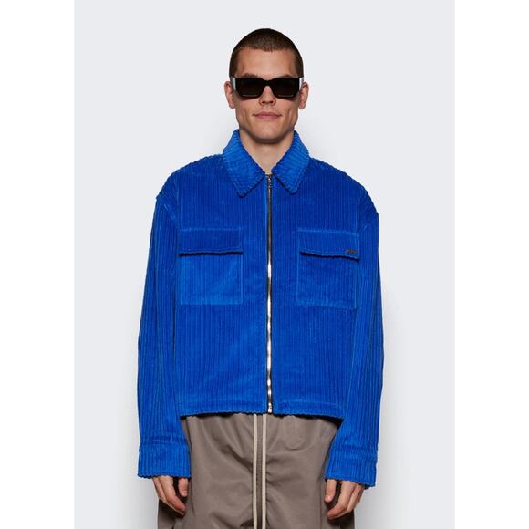 Nahmias Men's Blue Corduroy Full Zip Boxy Jacket Size XXXL Long Sleeve Collared - Picture 15 of 15